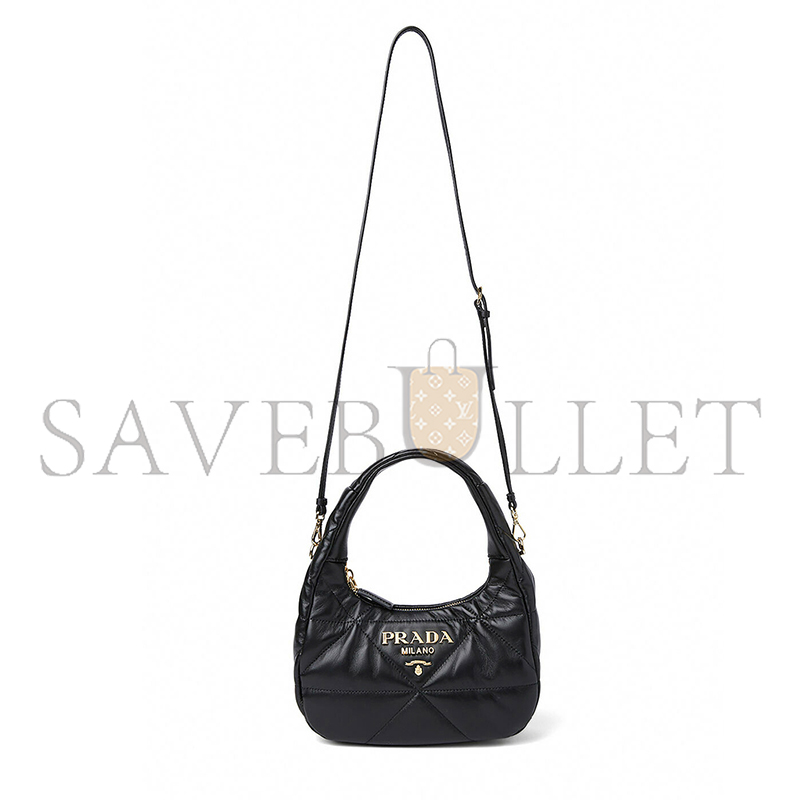 Pra*a mini quilted stitch shoulder bag in black 1ba384 (21*12.5*6.5cm)